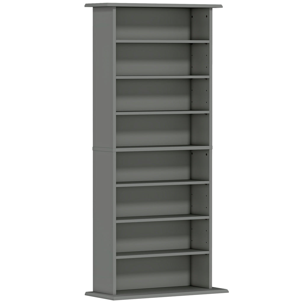 Rangements pour CD et DVD avec 8 compartiments et 6 étagères réglables, capacité max. 360 CD/185 DVD et Blu-ray, gris