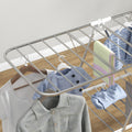 Séchoir à linge sur pieds pliable étendoir 2 niveaux ajustables dim. 148L x 60,5l x 98H cm