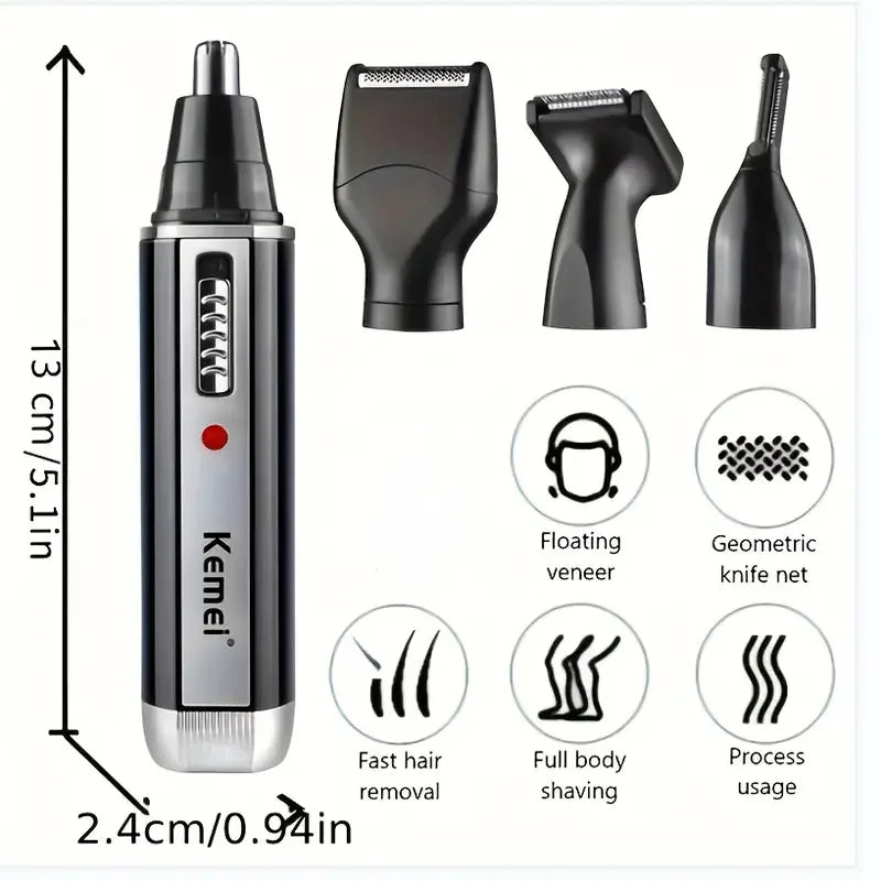 Rechargeable Nose & Ear Hair Trimmer Precision Grooming Black