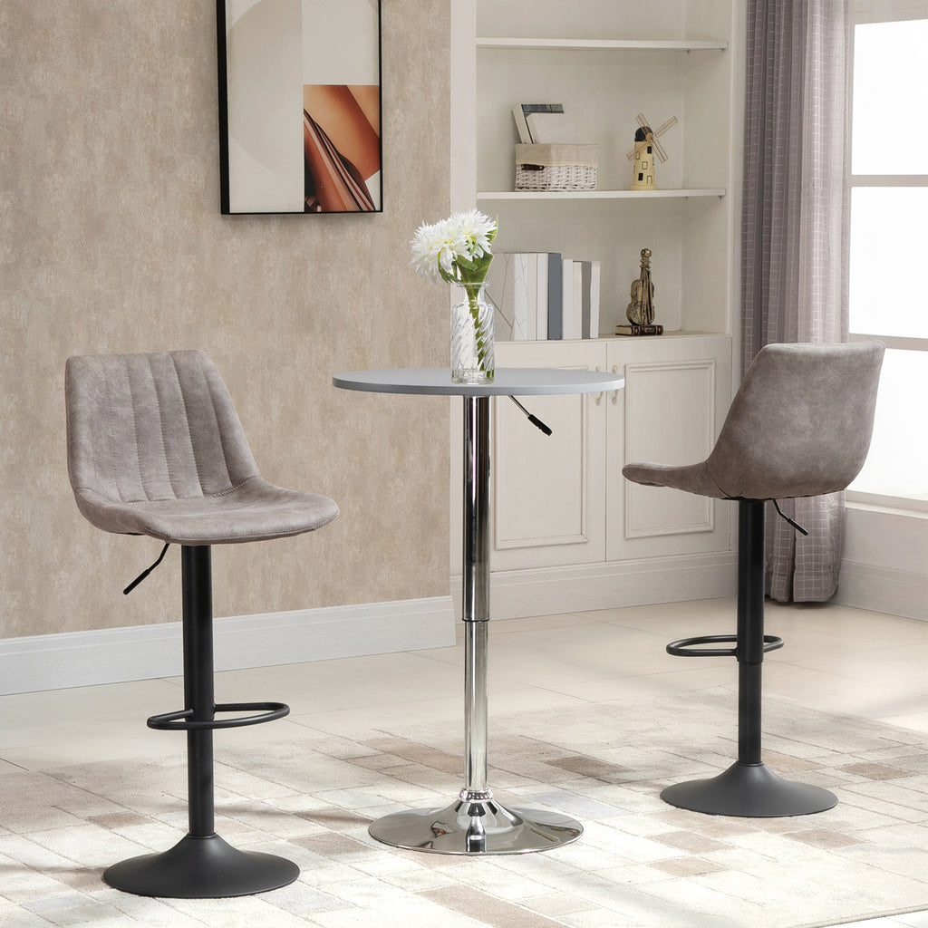 Lot de 2 tabourets de bar style vintage hauteur réglable pivotant avec repose-pied gris