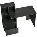 Bureau d'ordinateur avec bibliothèque 4 compartiments et tiroir verrouillable, 126 x 50 x 109 cm, noir