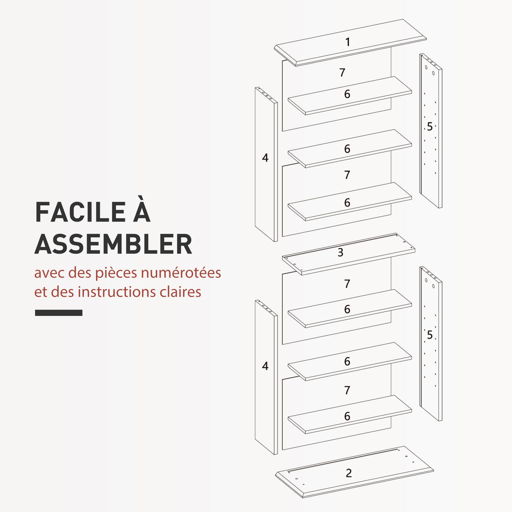 Rangements pour CD et DVD avec 8 compartiments et 6 étagères réglables, capacité max. 360 CD/185 DVD et Blu-ray, gris